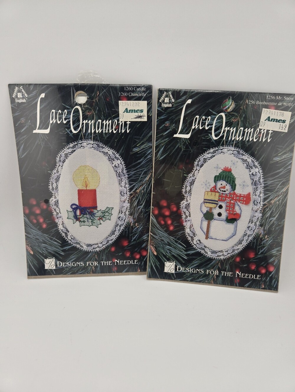 Designs for the Needle Cross Stitch Kits Lace Ornament Mr. Snow Candle Christmas